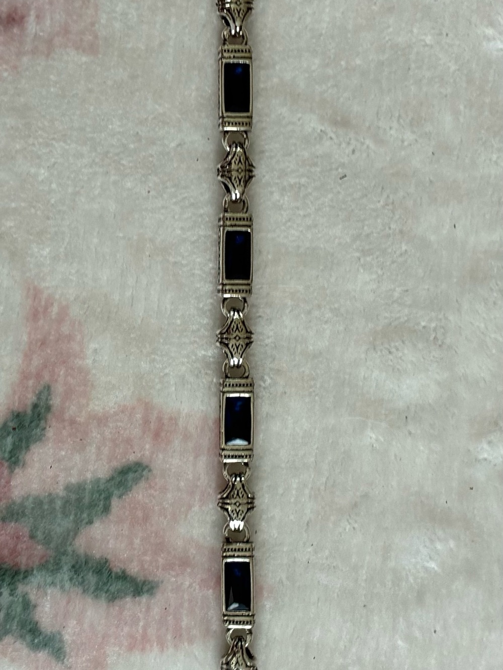 Sterling Silver Bracelet with Deep Blue Rectangular Stones